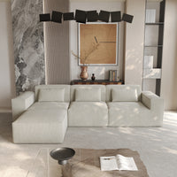 Compressible Modular Sectional Sofa – Cloud Velvet Fabric + Flexible Assembly, Minimalist Relaxed Vibe Living Room Sofa