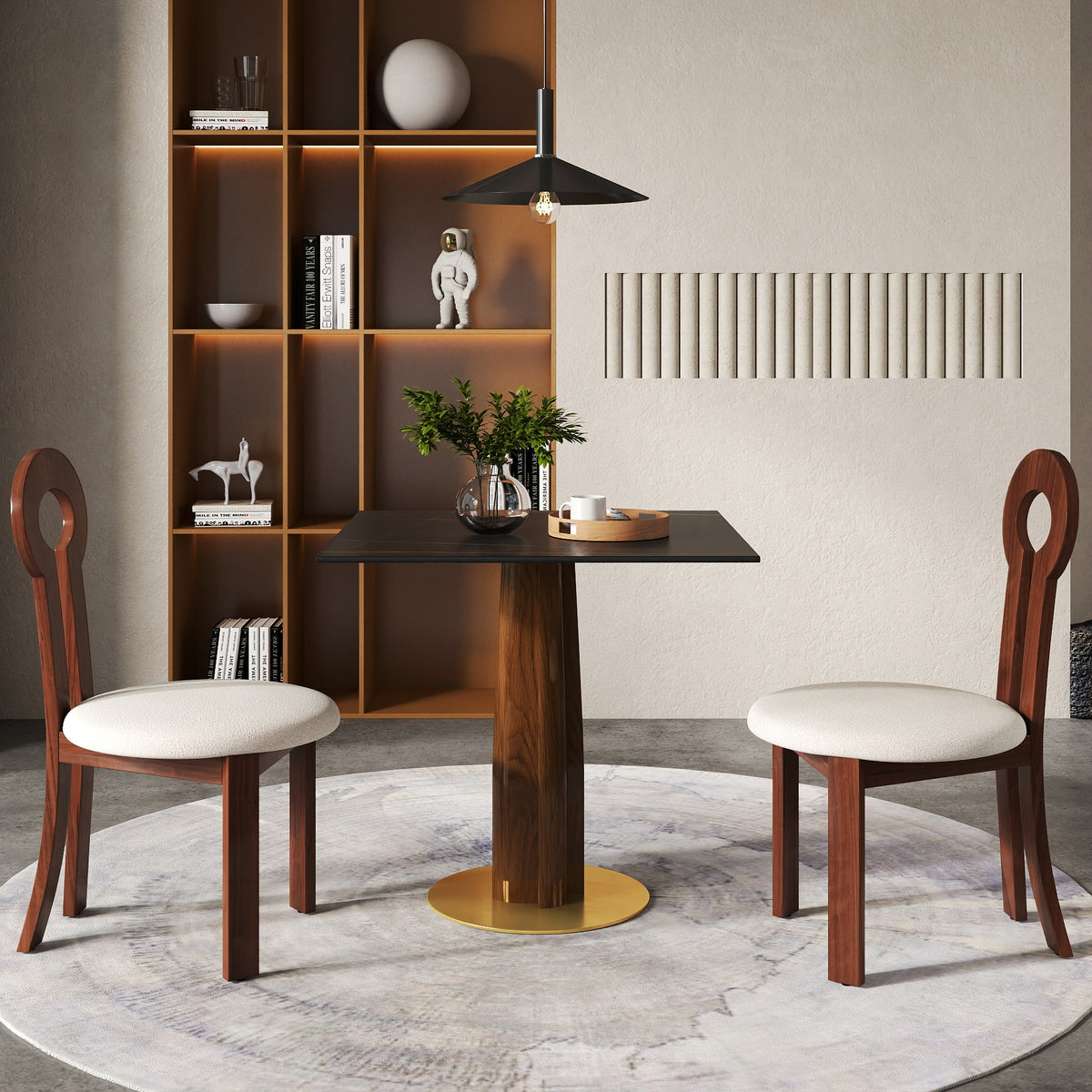 Light Luxury Conversation Table – Multi-Shape & Material Options + Multi-Column Solid Wood Leg, Retro Luxury Leisure Table