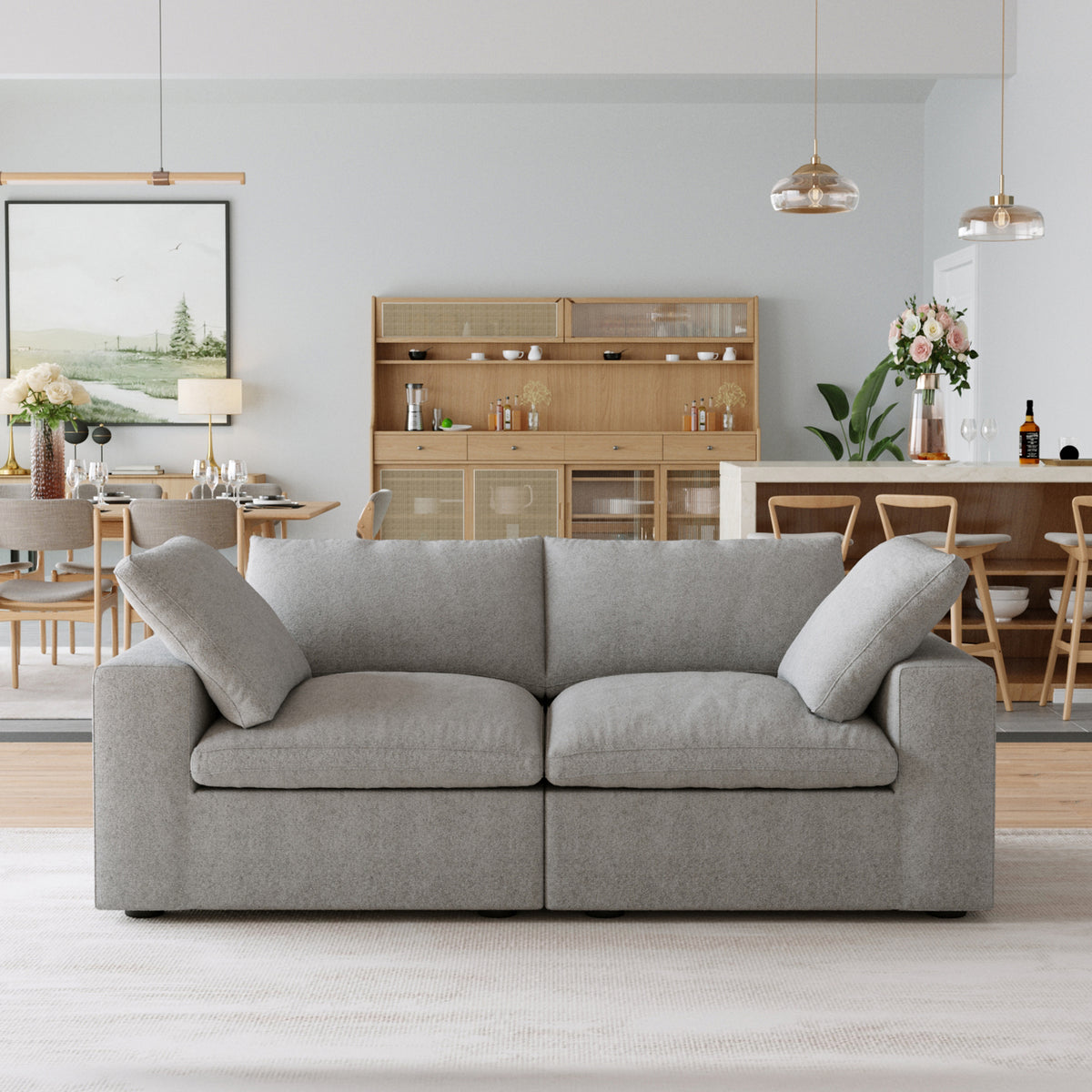 Sky Cloud Sectional Sofa | Modular Washable 80-Inch Linen Loveseats 2-Seaters