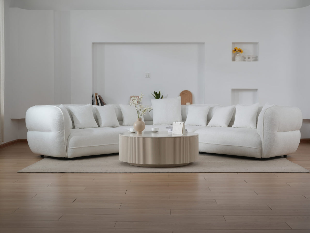 Spacious Sherpa Curved Couch