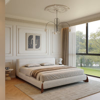 Boucle Fabric Minimalist King Size Bed