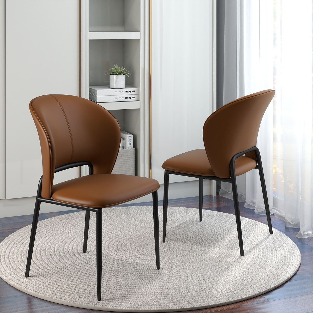 Modern Italian Style PU Leather Dining Chair Set of 2