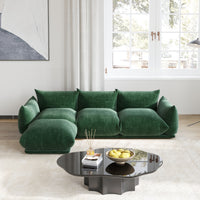Chenille L-Shaped Modular Sofa with Ottoman – Soft Upholstery + Ground-Hugging Lazy Style, Relaxed Vibe Living Room Sofa