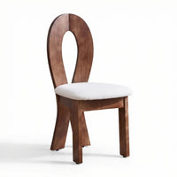 【LAS VEGAS MARKET EXHIBIT】Oval Cutout Back Wooden Dining Chair with Fabric Cushion