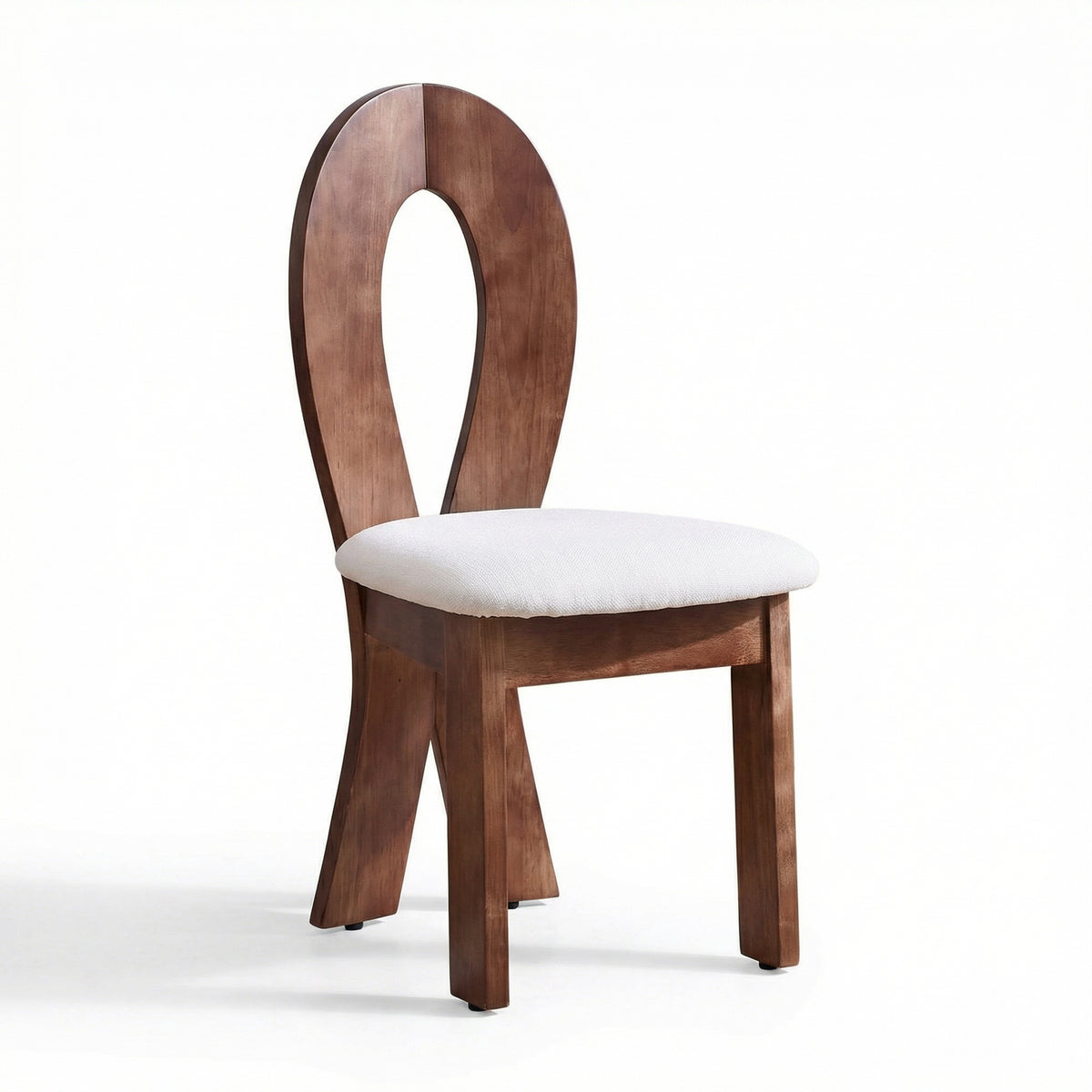 【LAS VEGAS MARKET EXHIBIT】Oval Cutout Back Wooden Dining Chair with Fabric Cushion