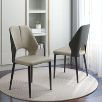 Modern Contrast Color Hollow Back Dining Chair Set of 2