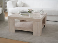 Travertine Block Leg Square Coffee Table