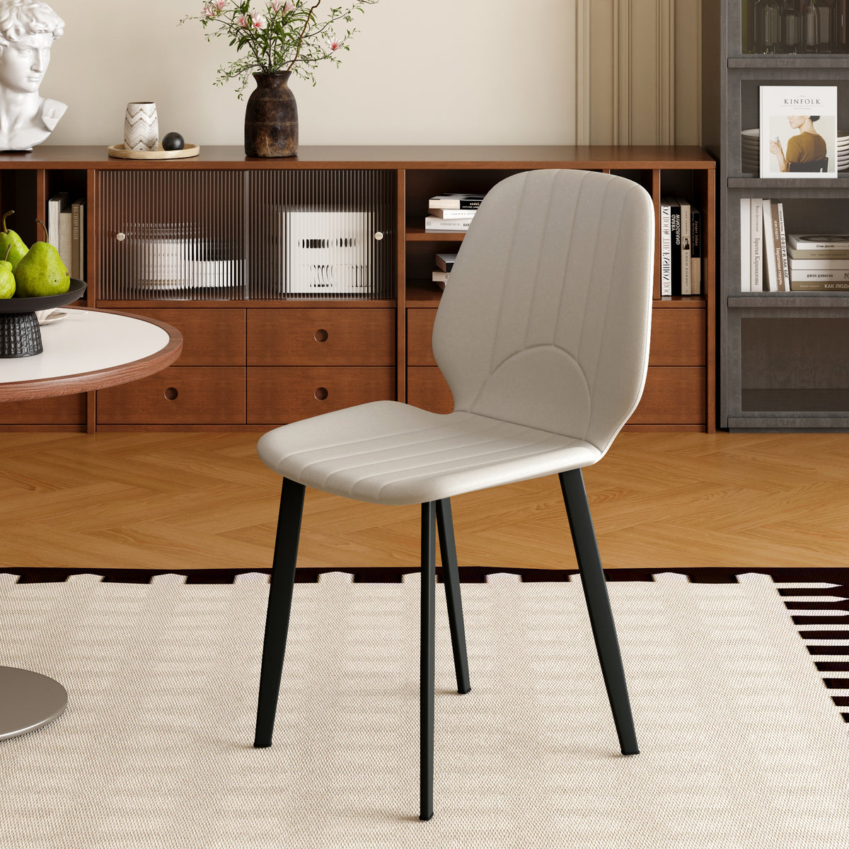 Modern Vertical Stitch PU Upholstered Dining Chair Set – 2 Color Options, 2-Pack / 4-Pack Available