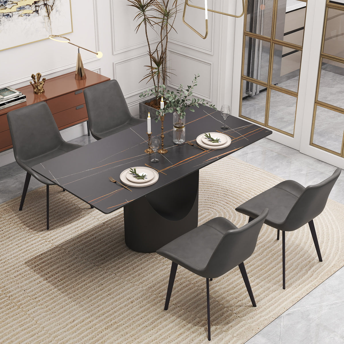 Modern Marble-Patterned Dining Table