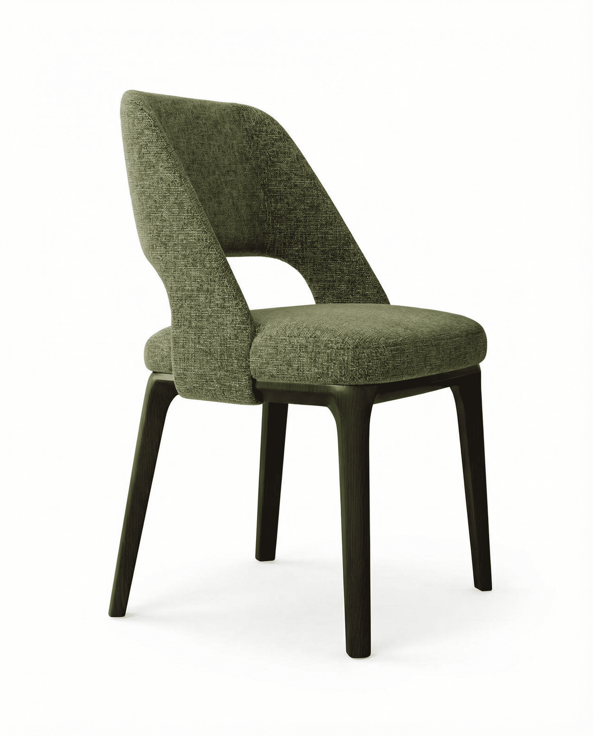 【LAS VEGAS MARKET EXHIBIT】Curved Back Dining Chair – Dark Wood Frame Armless Side Chair