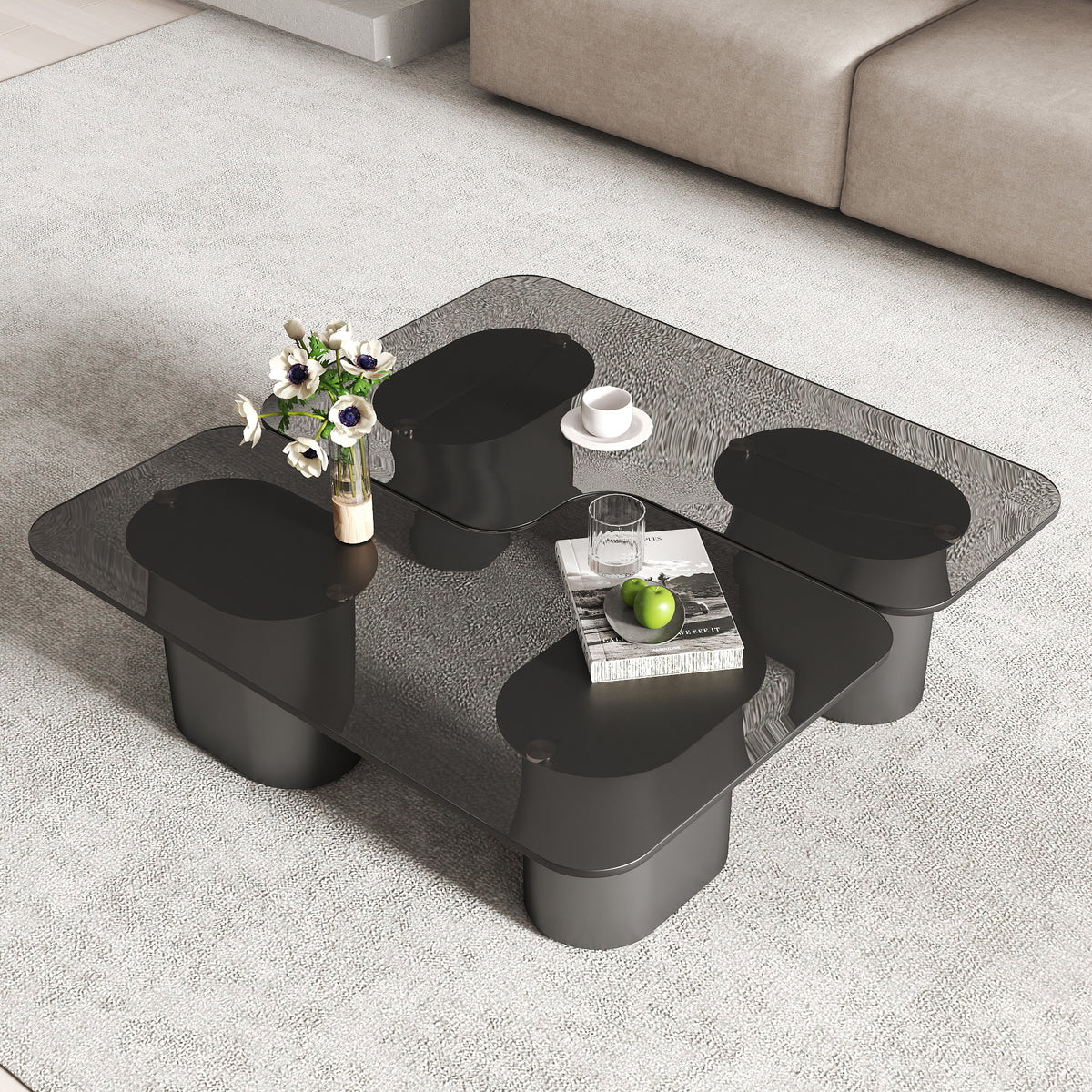 Modular Puzzle Coffee Table – 2 Top Options (Tempered Glass / Sintered Stone)
