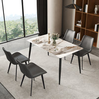 3 Sizes & 3 Colors Rectangular Dining Table – 2-Tone Tapered Metal Legs