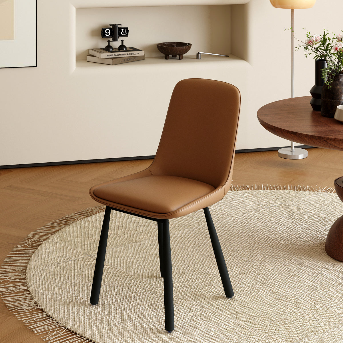 Modern Curved PU Leather Upholstered Dining Chair Set – 2 Color Options, 2-Pack Per Box