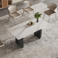 Modern Marble Dining Table, Rectangular Center Tables for Home Living Room
