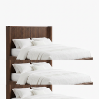 【LAS VEGAS MARKET EXHIBIT】Fluted Walnut Platform Bed with Tall Headboard
