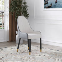 Modern Contrast Color Quilted Back Dining Chair Set of 2