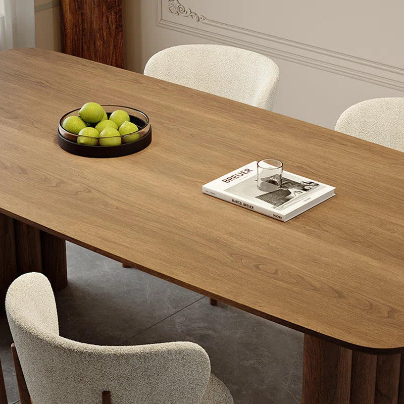 Modern Solid Ash Wood 70.87 Inches Dining Table for 6-8 People with Wood Legs