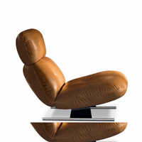 【LAS VEGAS MARKET EXHIBIT】Vegan Leather Tufted Lounge Accent Chair, Floating Metal Base Ergonomic High Back Leisure Chair for Reading Nook