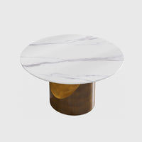 Modern Round MarbleDining Table with Turntable Painted Iron Leg for Dining Room