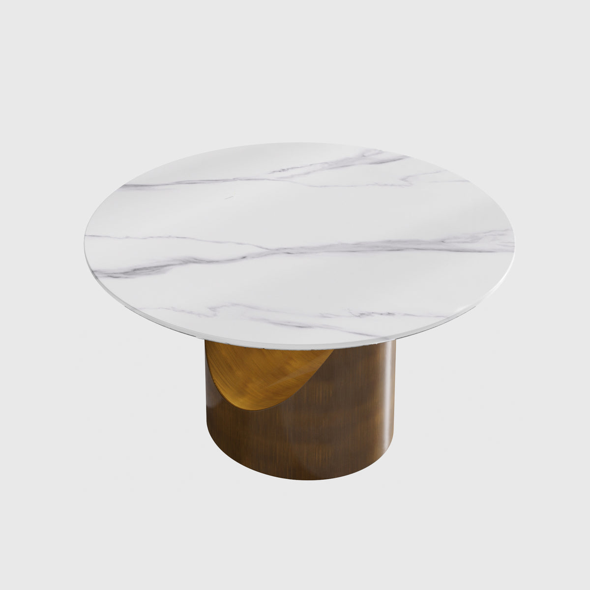 Modern Round MarbleDining Table with Turntable Painted Iron Leg for Dining Room