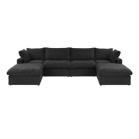 Sky Cloud Sectional Sofa | Pet-Friendly Cover 160-Inch Linen U-Shaped Sectionals 6-Seaters