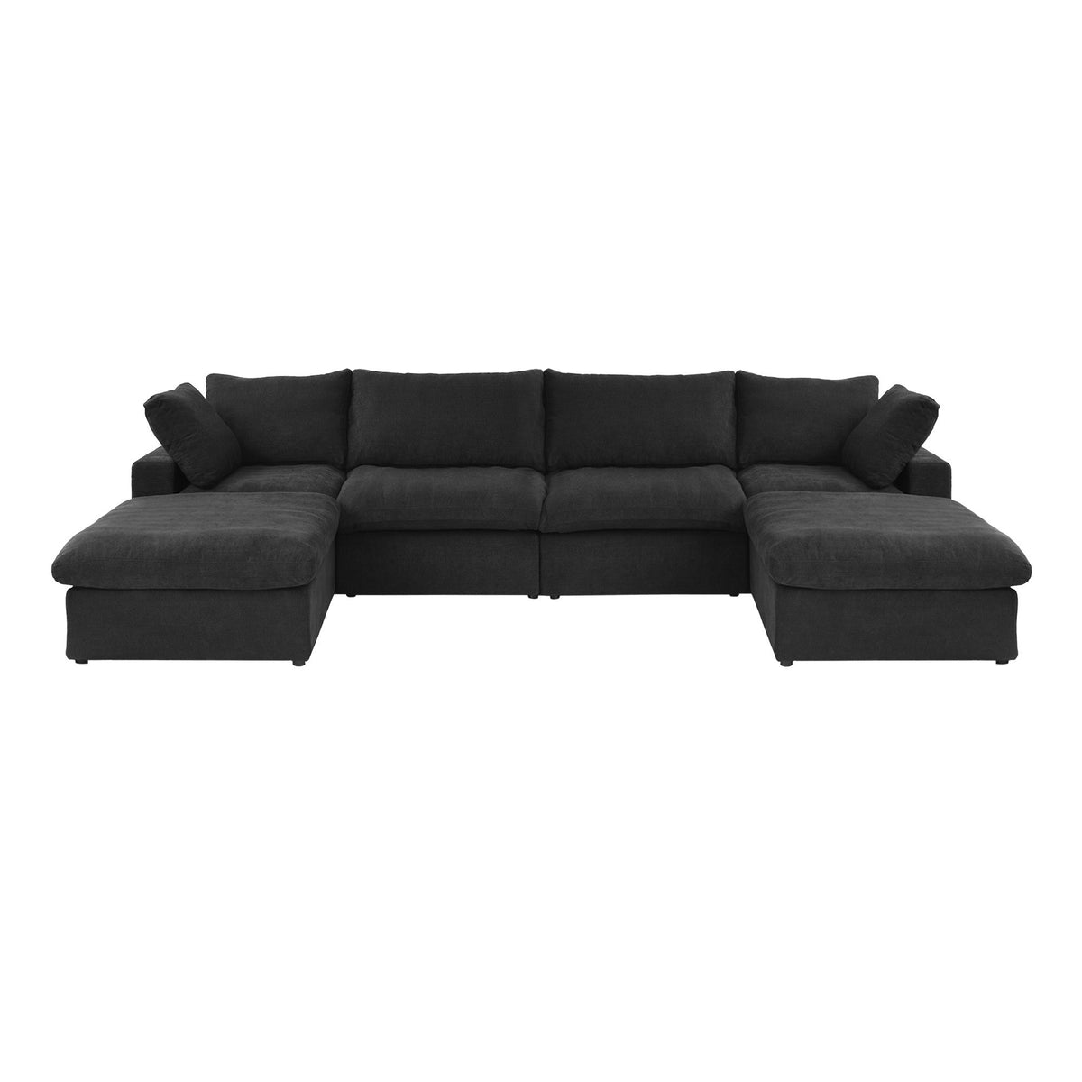 Sky Cloud Sectional Sofa | Pet-Friendly Cover 160-Inch Linen U-Shaped Sectionals 6-Seaters