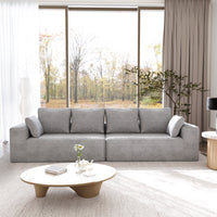 Modern Horizontal-Rib Fabric 4-Seater Sofa – 4-Color Options, Modular Upholstered Sofa for Living Room