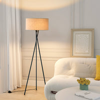 Modern Tripod Floor Lamp with Drum Shade – Standing Lamp for Living Room & Bedroom