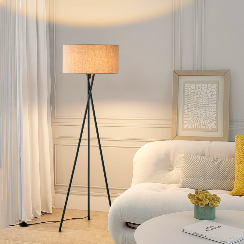 Modern Tripod Floor Lamp with Drum Shade – Standing Lamp for Living Room & Bedroom