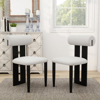 Modern Light Luxury Teddy Fabric Dining Chair Set of 2