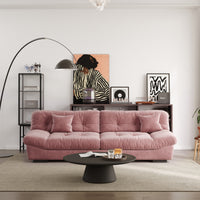 Extended Puff-Style Cushioned Modular Sofa – Soft Velvet Fabric + 3D Quilting, Retro Relaxed Vibe Living Room Sofa