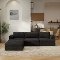 Modular L-Shaped Boucle Sectional Sofa, 2 Color Options, Freely Reconfigurable Fabric Couch with Chaise Lounge