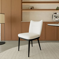 Vegan Leather Upholstered Dining Chairs, Black Carbon Steel Frame, 2/4 Pack Per Box Modern Arched Back Dining Side Chairs