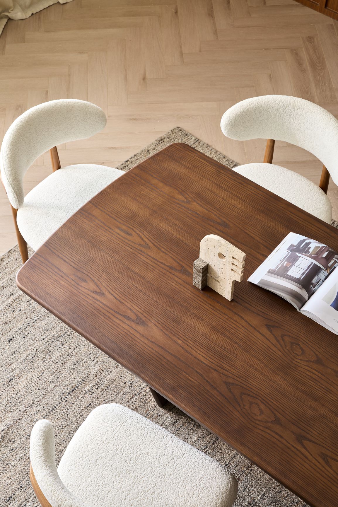 Modern Minimalist Dining Table with Tapered Walnut Base