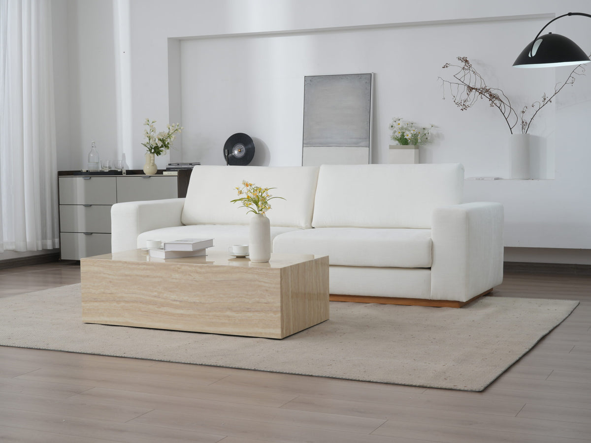 Minimalist Modern Sherpa Sectional Loveseat