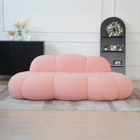 Cloud-Shaped Teddy Fleece Sofa – White Plush Fabric, Artistic Design for Living Room Light Luxury Leisure Area