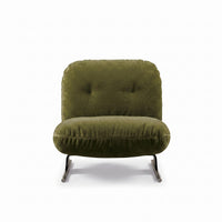 【LAS VEGAS MARKET EXHIBIT】Frosted Velvet Tufted Armless Lounge Accent Chair, Dual-Tube Metal Slide Base Low Profile Leisure Chair