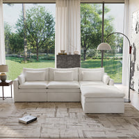 Fully Modular Linen-Look L-Shaped Sectional Sofa with Extra Thick Cushions, Removable Washable Slipcovers Reversible Chaise Couch