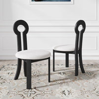 Vintage Wooden Hollow Back Dining Chair Set of 2 – Sherpa Cushion Artistic Design for Dining Room & Living Room