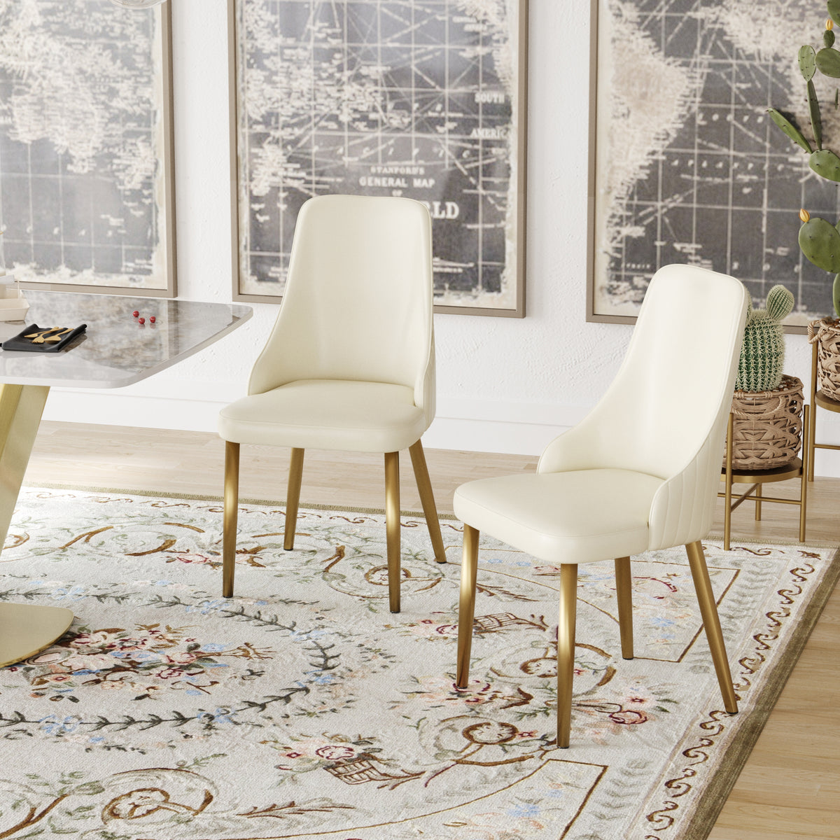 Light Luxury Leather Dining Chair Set of 2