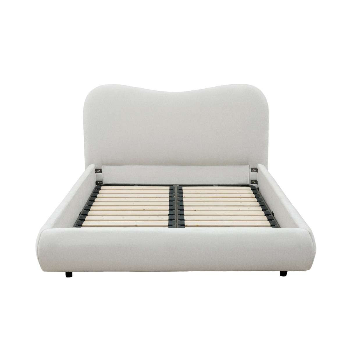 Wave-Shaped Upholstered Platform Bed – Queen & King Size Options