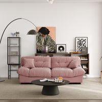 Puff-Style Cushioned Modular Sofa – Soft Velvet Fabric + 3D Quilting, Retro Relaxed Vibe Living Room Sofa