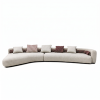 【LAS VEGAS MARKET EXHIBIT】Curved Modular Sectional Sofa, Linen Fabric Upholstered Chaise Lounge Sofa for Modern Living Room