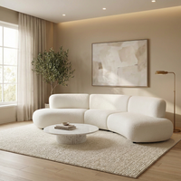 Curved Modular Sofa with Textured Fabric – Modern Minimalist Sectional