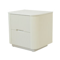 Fluted 2-Drawer Nightstand with Rounded Edges – Modern Minimalist Bedside Table