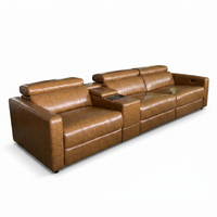 【LAS VEGAS MARKET EXHIBIT】3-Seat Leather Power Recliner Sofa with Console & Cup Holders