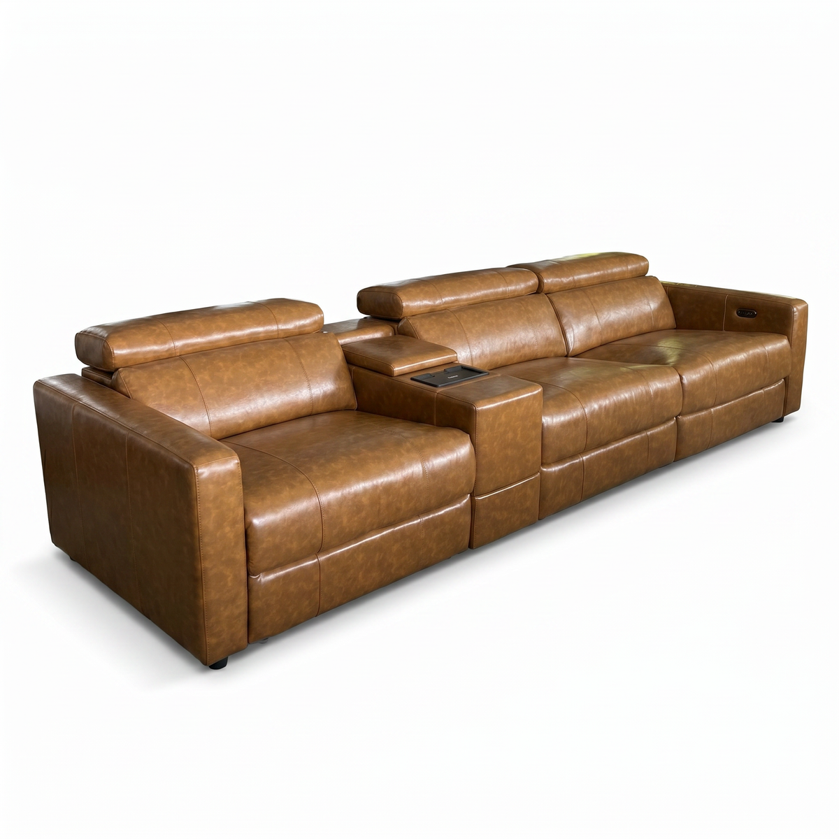 【LAS VEGAS MARKET EXHIBIT】3-Seat Leather Power Recliner Sofa with Console & Cup Holders
