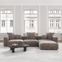 Modern Minimalist Corduroy Modular Sectional Sofa, L-Shaped Multi-Seater Fabric Couch, Freely Reconfigurable Sofa for Large Living Rooms