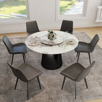 2 Sizes Round Pandora-Color Dining Table – Optional Rotating Lazy Susan, Black Pedestal Base