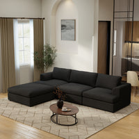 Modular L-Shaped Boucle Sectional Sofa, 2 Color Options, Freely Reconfigurable Fabric Couch with Chaise Lounge